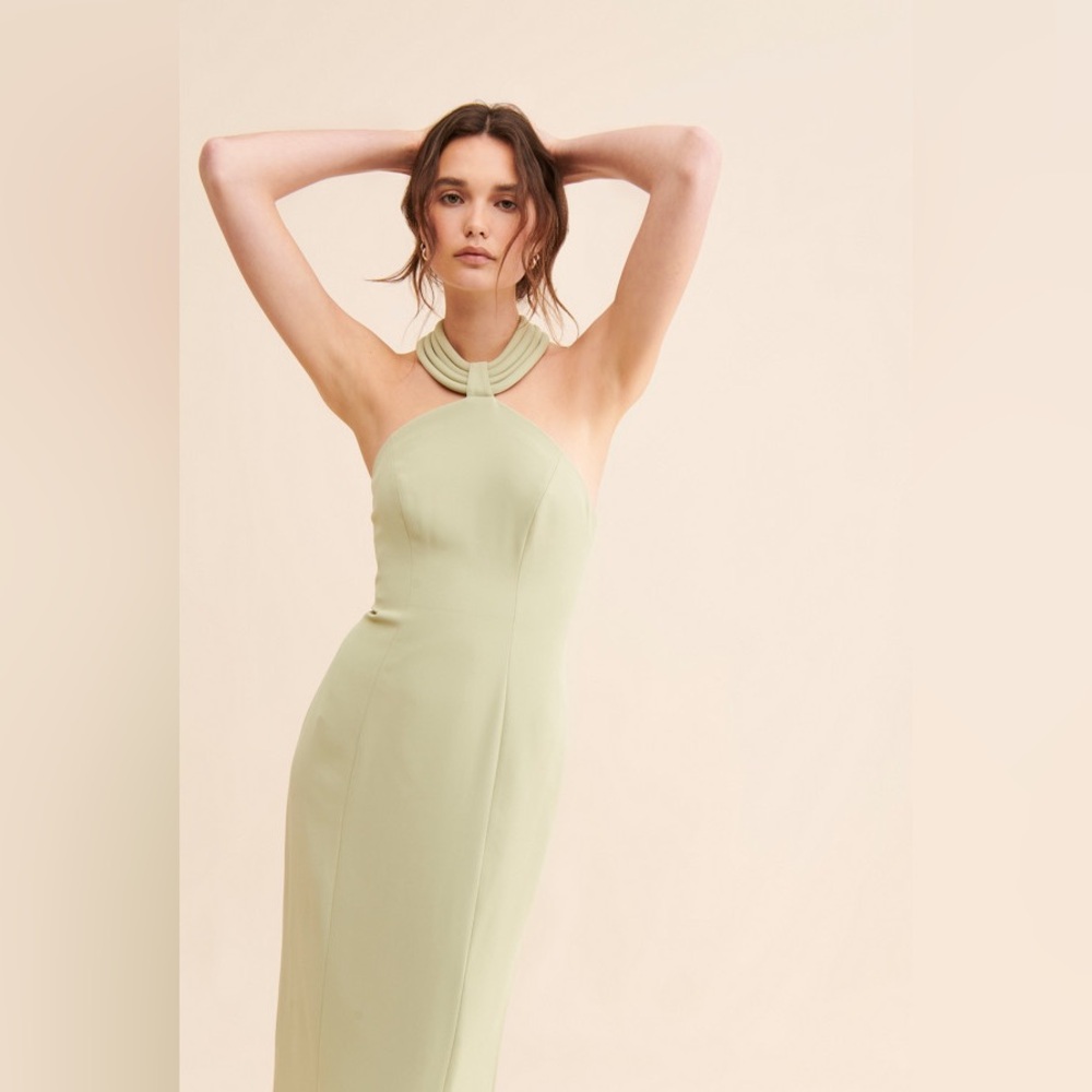 Ronny Kobo Collection Light Green Halter Dress